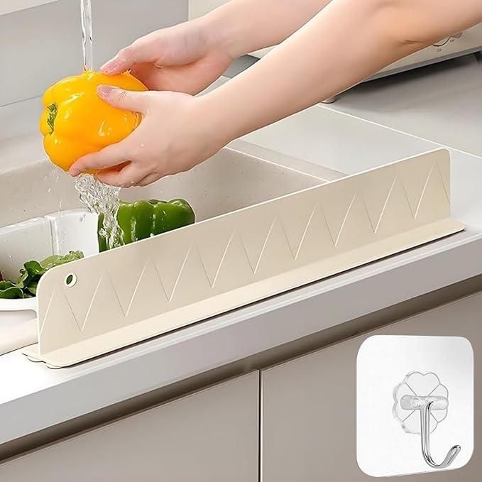 Trenqle Silicone Sink Splash Guard (Pack of 2) | Self-Adhesive Water Splash Protector for Kitchen & Wash Basin