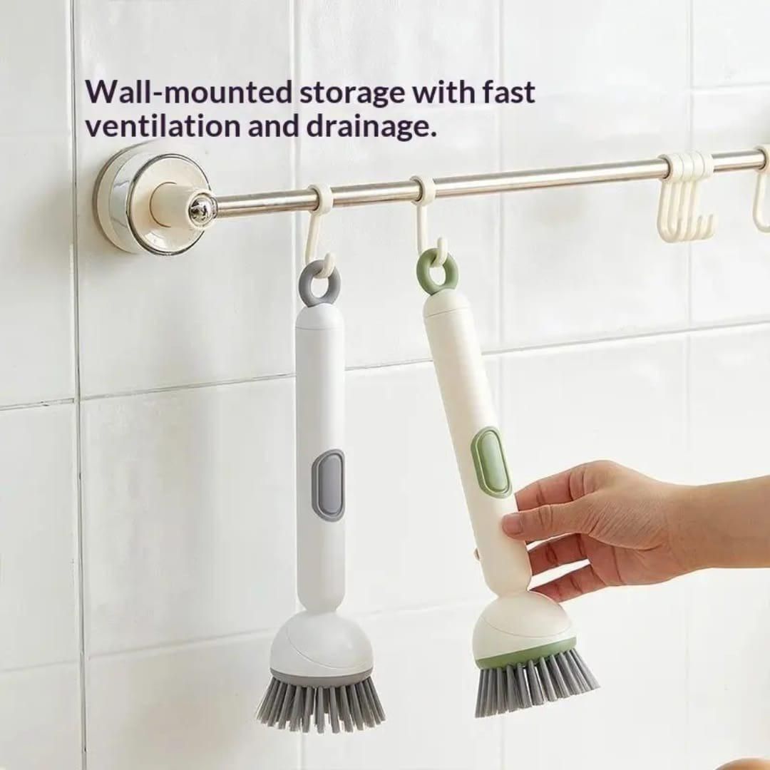 Trenqle 360° Scrubber Wand with Liquid Dispenser | Easy Dish Cleaning Brush for Kitchen (Pack of 1)