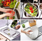 Trenqle Stainless Steel Oval Colander (Big Size) | Heavy Duty Strainer Basket for Fruits, Vegetables & Pasta
