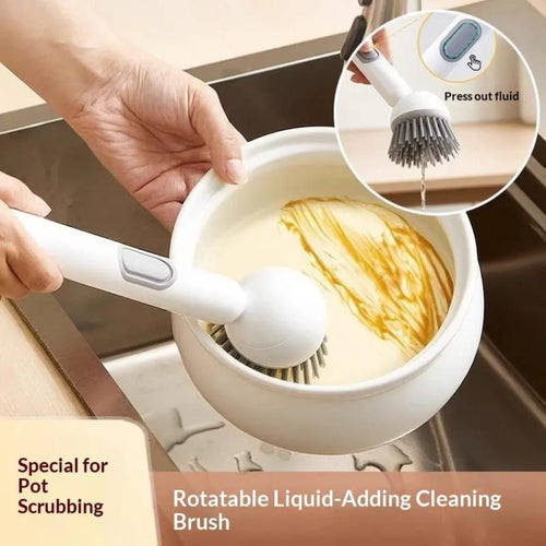 Trenqle 360° Scrubber Wand with Liquid Dispenser | Easy Dish Cleaning Brush for Kitchen (Pack of 1)