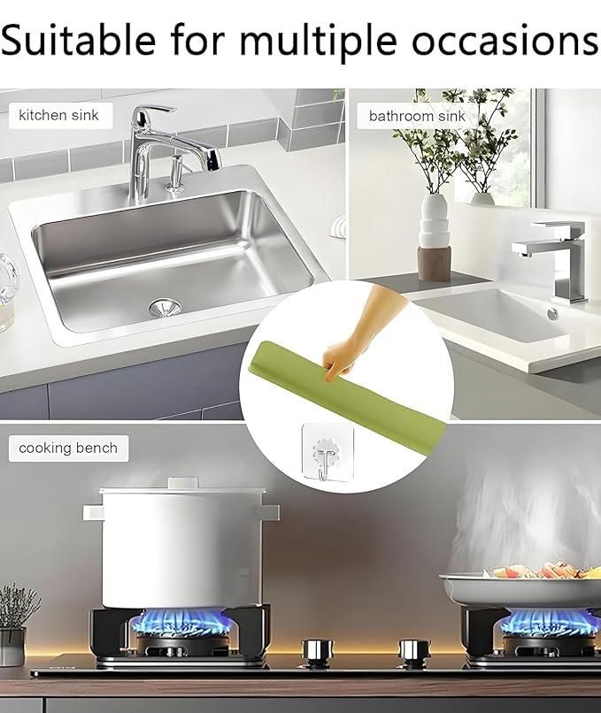 Trenqle Silicone Sink Splash Guard (Pack of 2) | Self-Adhesive Water Splash Protector for Kitchen & Wash Basin