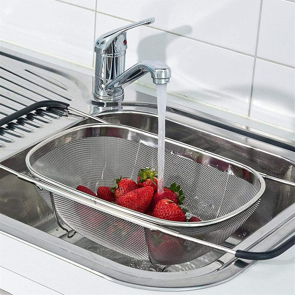 Trenqle Stainless Steel Oval Colander (Big Size) | Heavy Duty Strainer Basket for Fruits, Vegetables & Pasta