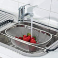 Trenqle Stainless Steel Oval Colander (Big Size) | Heavy Duty Strainer Basket for Fruits, Vegetables & Pasta