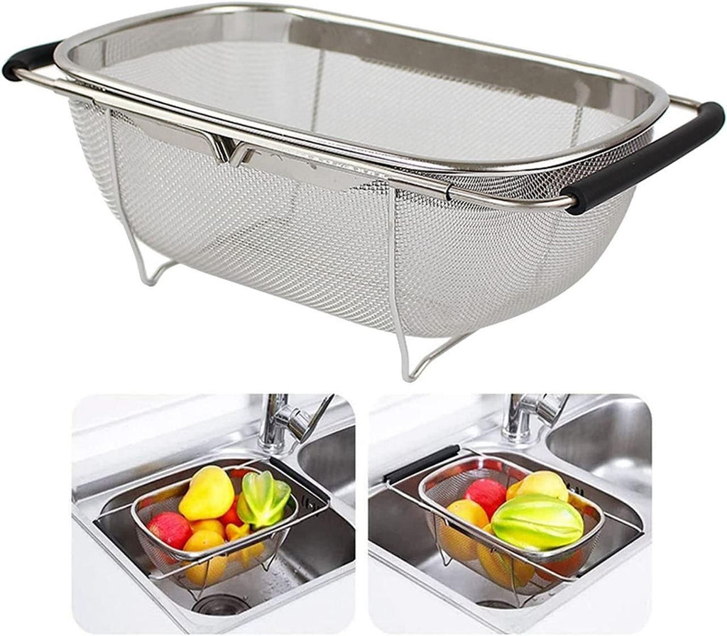 Trenqle Stainless Steel Oval Colander (Big Size) | Heavy Duty Strainer Basket for Fruits, Vegetables & Pasta
