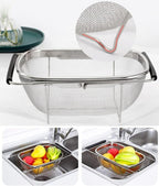 Trenqle Stainless Steel Oval Colander (Big Size) | Heavy Duty Strainer Basket for Fruits, Vegetables & Pasta
