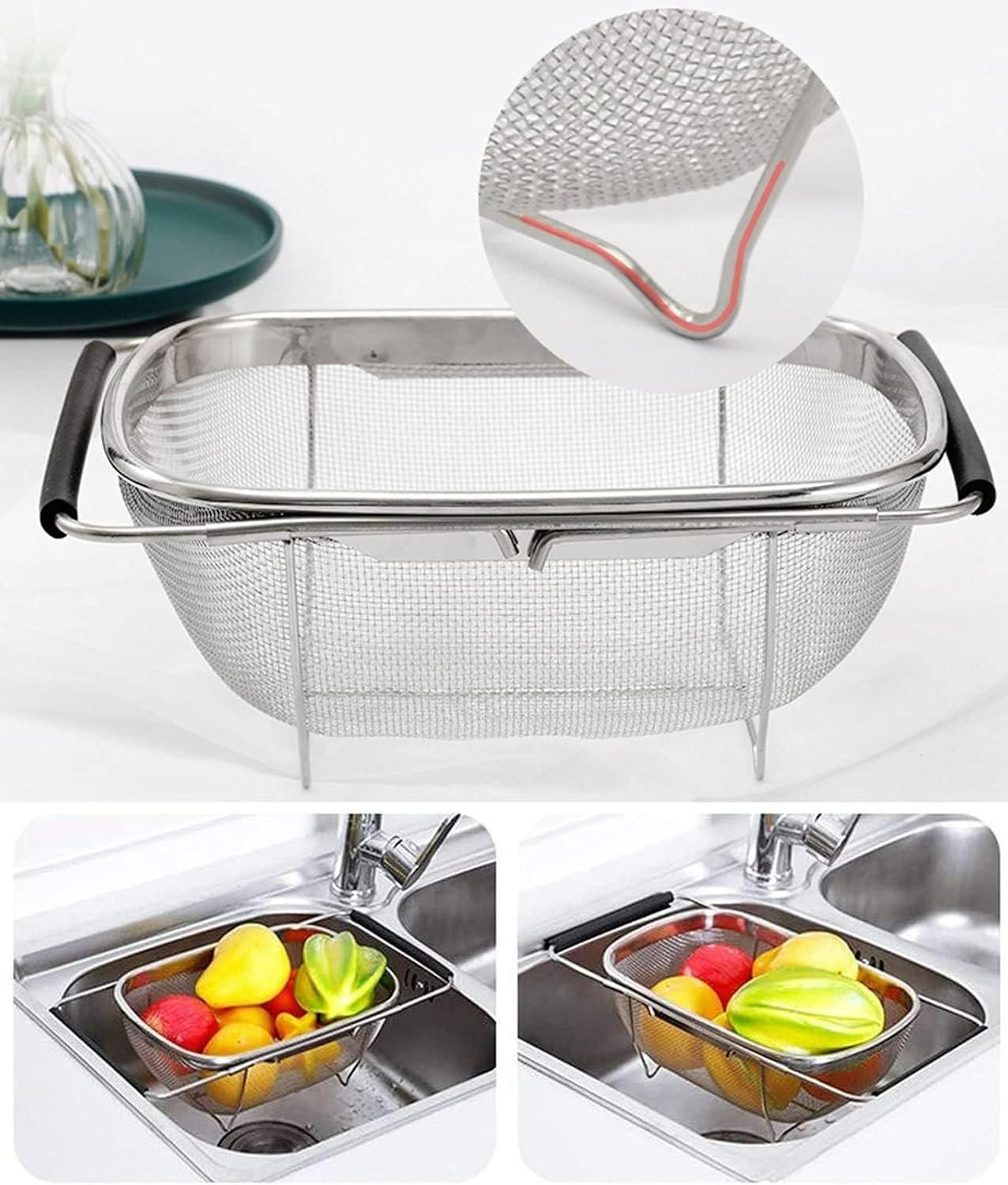Trenqle Stainless Steel Oval Colander (Big Size) | Heavy Duty Strainer Basket for Fruits, Vegetables & Pasta
