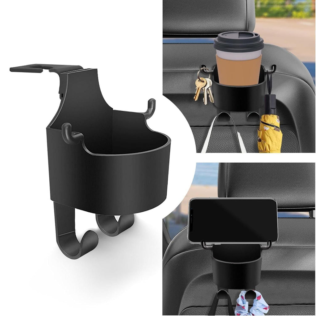 Trenqle 2-in-1 Car Backseat Hanging Cup Holder & Mobile Stand (Pack of 2) | Multifunction Storage Organizer for Travel