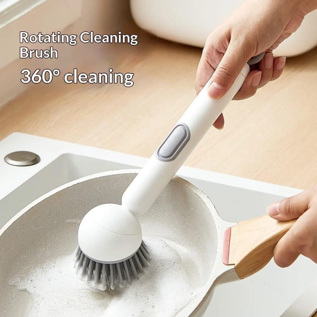 Trenqle 360° Scrubber Wand with Liquid Dispenser | Easy Dish Cleaning Brush for Kitchen (Pack of 1)