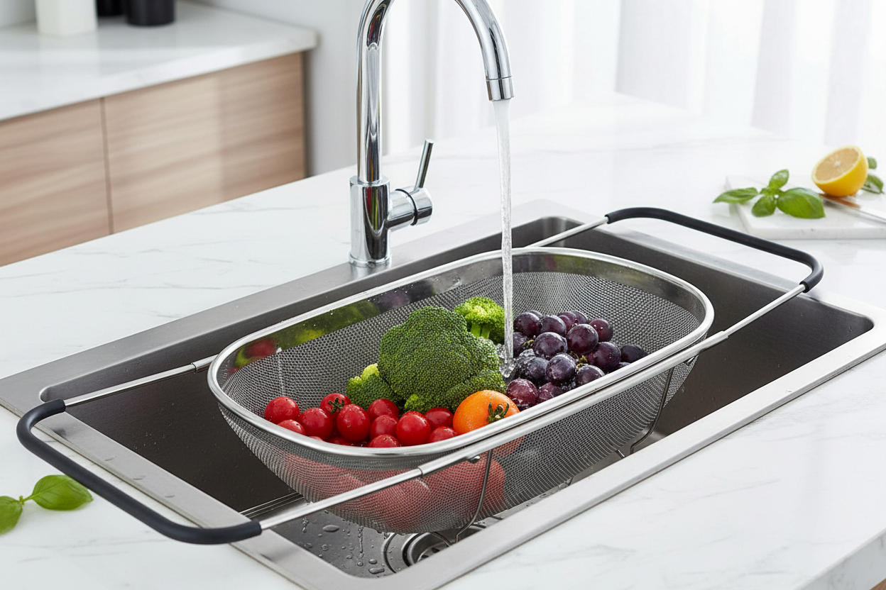 Stainless Steel Colander in Modern Kitchen